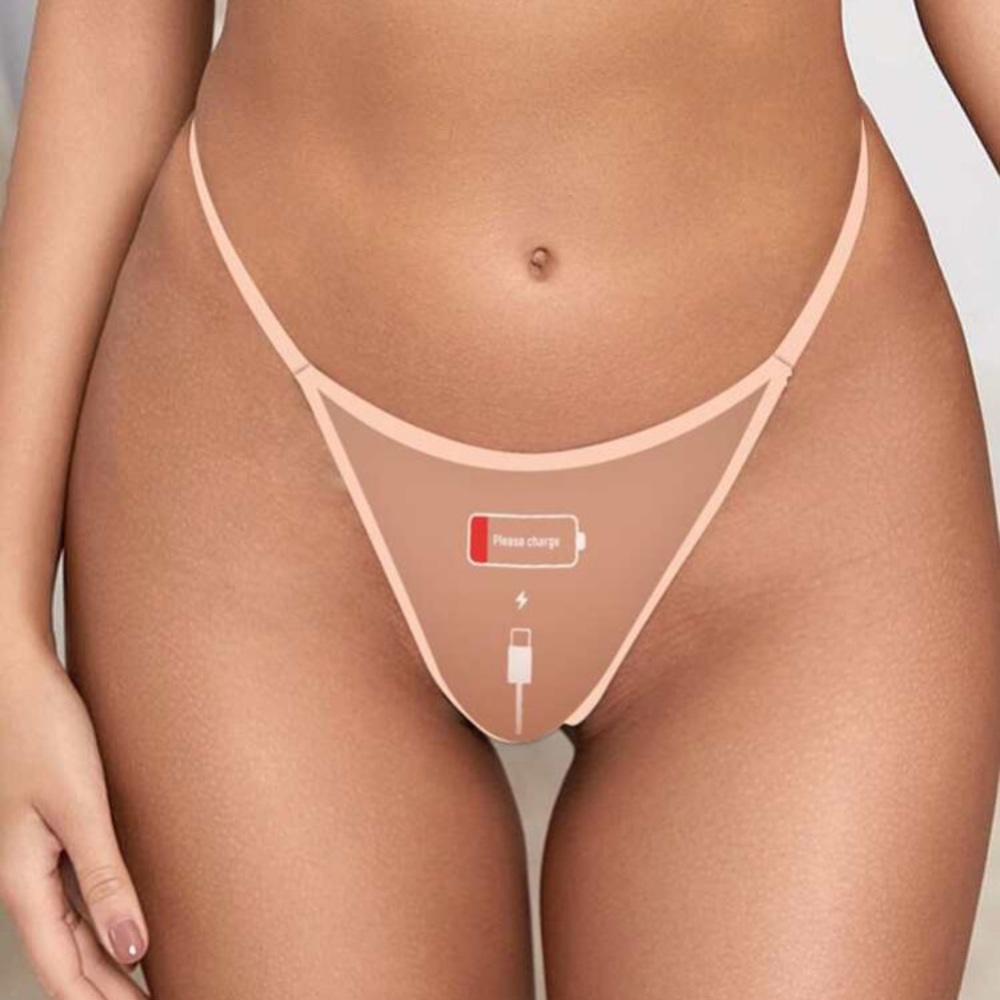 New Inventory 🔥PLEASE CHARGE Slogan Graphic Thong🔥